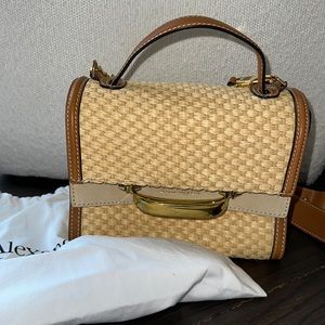 Alexander McQueen the story crossbody bag in raffia and leather